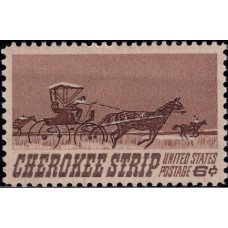 1968, октябрь. Почтовая марка США. Cherokee Strip, 6 центов