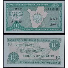 10 франков 1991 Бурунди - 10 Francs 1991 Burundi