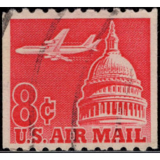 1962, декабрь. Почтовая марка США. Самолет над Капитолием - Авиапочта, 8C