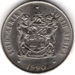 20 центов 1990 ЮАР - 20 cents 1990 South Africa, из оборота