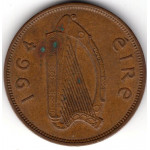 1 пенни 1964 Ирландия - 1 penny 1964 Ireland, из оборота