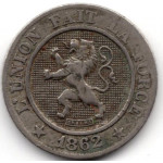 10 сантимов 1862 Бельгия - 10 centimes 1862 Belgium