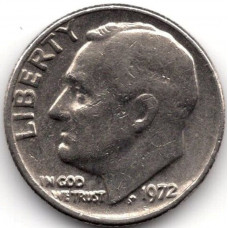 1 дайм (10 центов) 1972 США - 1 dime (10 cents) 1972 USA, Без МД