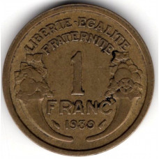 1 франк 1939 Франция - 1 franc 1939 France, из оборота