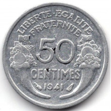 50 сантимов 1941 Франция - 50 centimes 1941 France, из оборота