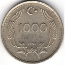 1000 лир 1991 Турция - 1000 lire 1991 Turkey, из оборота