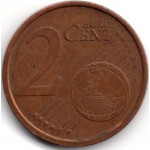 2 евроцента 2002 года Италия - 2 euro cent 2002 Italy, из оборота
