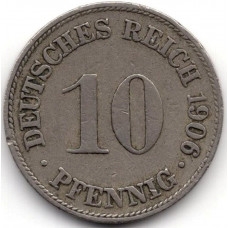 10 пфеннигов 1906 Германия - 10 pfennig 1906 Germany, D