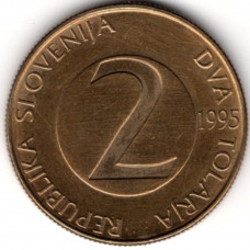 2 толара 1995 Словения - 2 tolara 1995 Slovenia, из оборота