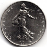 1 франк 1974 Франция - 1 franc 1974 France, из оборота