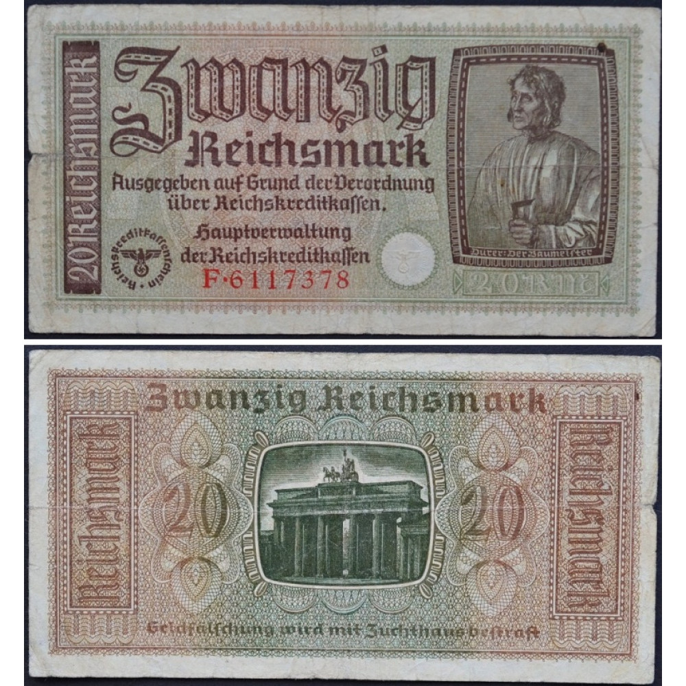 20 рейхсмарок Третий Рейх Германия - 20 Reichsmark Germany