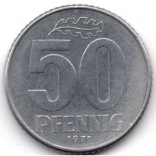 50 пфеннигов 1971 Германия (ГДР) - 50 pfennigs 1971 Germany, из оборота