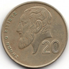 20 центов 1992 Кипр - 20 cents 1992 Cyprus, из оборота