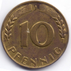 10 пфеннигов 1949 Германия - 10 pfennig 1949 Germany, J, из оборота