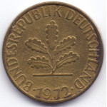 10 пфеннигов 1972 Германия - 10 pfennig 1972 Germany, J, из оборота