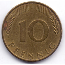 10 пфеннигов 1972 Германия - 10 pfennig 1972 Germany, J, из оборота