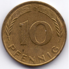 10 пфеннигов 1976 Германия - 10 pfennig 1976 Germany, D, из оборота