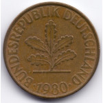 10 пфеннигов 1980 Германия - 10 pfennig 1980 Germany, D, из оборота