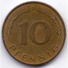 10 пфеннигов 1980 Германия - 10 pfennig 1980 Germany, D, из оборота