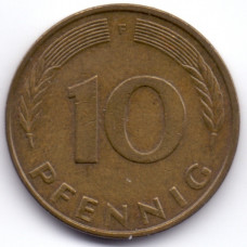 10 пфеннигов 1980 Германия - 10 pfennig 1980 Germany, F, из оборота