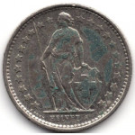 1/2 франка 1977 Швейцария - 1/2 franc 1977 Switzerland, из оборота