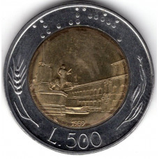 500 лир 1989 Италия - 500 lire 1989 Italy, из оборота