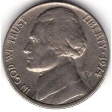 5 центов 1974 США - 5 cents 1974 USA, из оборота