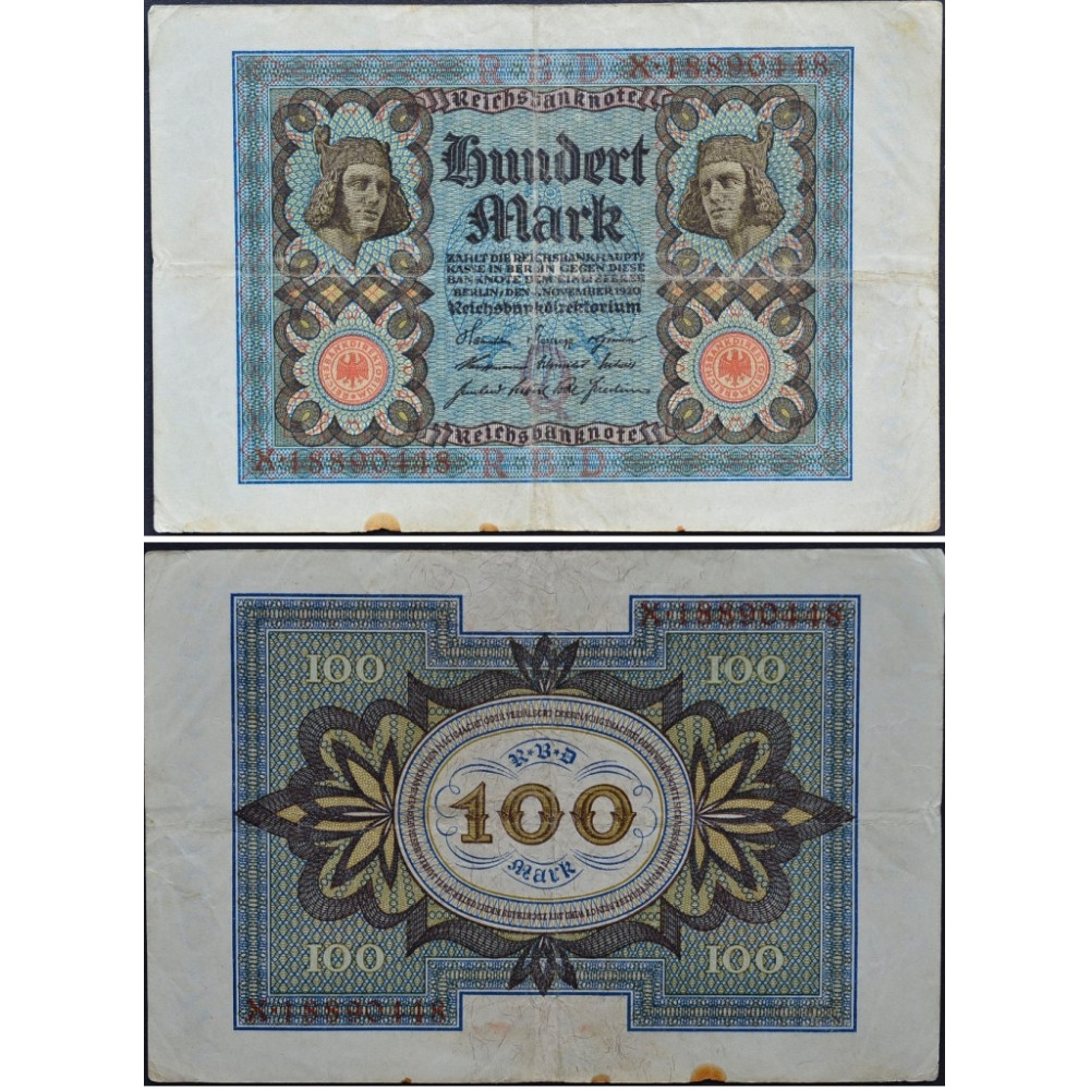 100 марок 1920 Веймарская Республика - 100 mark 1920 Germany