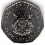 5 шиллингов 1987 Уганда - 5 shillings 1987 Uganda, из оборота