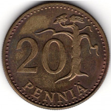 20 пенни 1988 Финляндия - 20 pennia 1988 Finland, из оборота