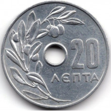 20 лепт 1964 Греция - 20 lepta 1964 Greece, из оборота