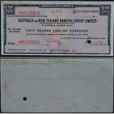 Дорожный чек 50 фунтов Австралия и Новая Зеландия, образец - 50 Pounds Australia and New Zealand
