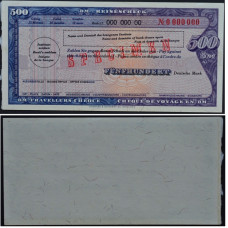 Дорожный чек 500 дойч марок Германия, образец - 500 Deutshe Mark Germany