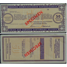 Дорожный чек 50 франков Швейцария, образец - 50 Frank Switzerland