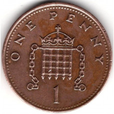 1 пенни 1987 Великобритания - 1 penny 1987 Great Britain, из оборота