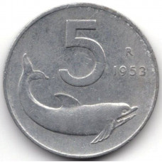 5 лир 1953 Италия - 5 lire 1953 Italy, из оборота