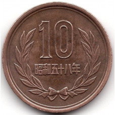 10 йен 1983 Япония - 10 yen 1983 Japan, из оборота
