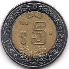 5 песо 2013 Мексика - 5 pesos 2013 Mexico, из оборота