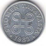 5 пенни 1983 Финляндия - 5 pennia 1983 Finland, из оборота