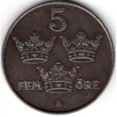 5 эре 1950 Швеция - 5 ore 1950 Sweden, из оборота