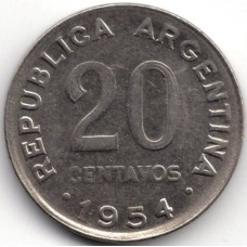 20 сентаво 1954 Аргентина - 20 centavo 1954 Argentina, из оборота