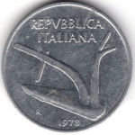 10 лир 1978 Италия - 10 lire 1978 Italy, из оборота