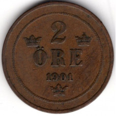 2 эре 1901 Швеция - 2 ore 1901 Sweden, из оборота