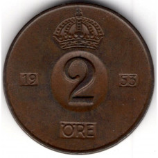 2 эре 1953 Швеция - 2 ore 1953 Sweden, из оборота