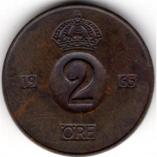 2 эре 1965 Швеция - 2 ore 1965 Sweden, из оборота