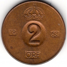 2 эре 1968 Швеция - 2 ore 1968 Sweden, из оборота