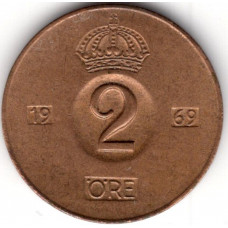 2 эре 1969 Швеция - 2 ore 1969 Sweden, из оборота