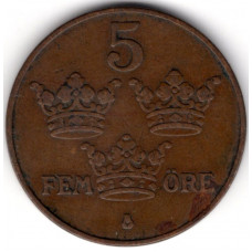 5 эре 1920 Швеция - 5 ore 1920 Sweden, из оборота