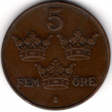 5 эре 1922 Швеция - 5 ore 1922 Sweden, из оборота