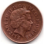 1 пенни 1998 Великобритания - 1 penny 1998 Great Britain, из оборота